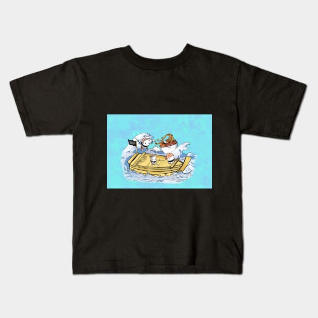 Sushi pirates in the sea Kids T-Shirt by Uwaki